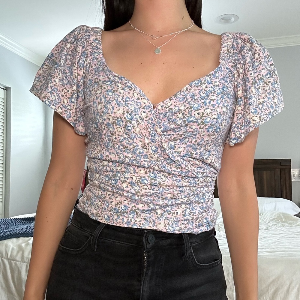 Astr floral wrap top